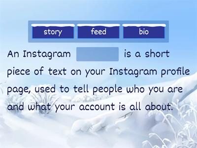 Instagram terms, text completion