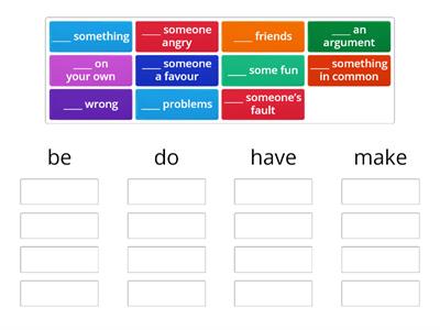 P4 7.1 ex 3 VOCABULARY be, do, have and make 