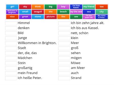 Englisch 5 Vocabulary p. 8 Game 1