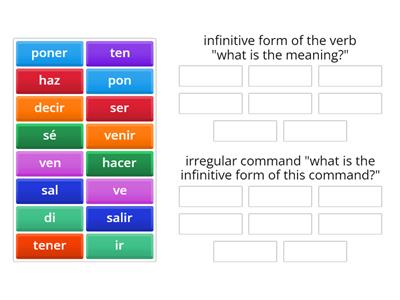 Affirmative commands irregular verbs in Spanish