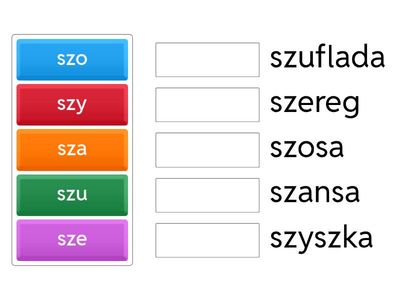 sz + samogłoska w wyrazach