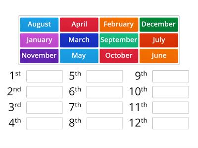 Months of the year. 