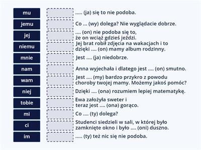 zaimki (celownik) A2, Hurra 2, lekcja 13