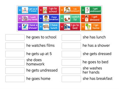 Kid's Box 3 Unit 3 - Present simple: 3rd person singular (match up)