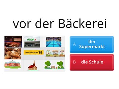 Town. Prepositions of place. (in front of, behind, between, next to)