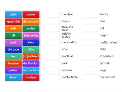  Adjektive Wohnen Deutsch - Englisch a