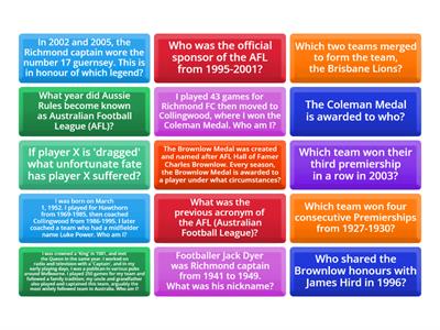 AFL FLIP TILE TRIVIA GAME