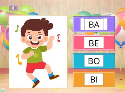 Le sillabe BA, BE, BI, BO, BU