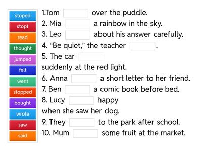 STAGE 3, Unit 3 test prep - choose the right verb