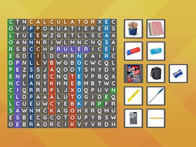 Wordsearch school objects