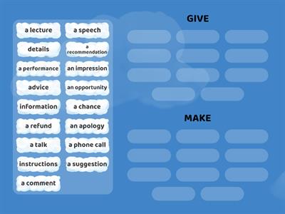 CAE collocations give/make