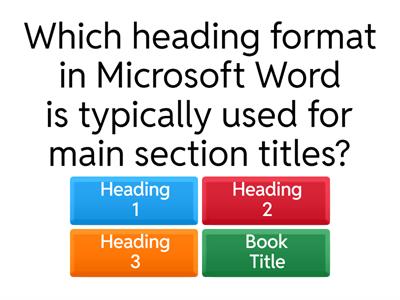 Creating Memory of Formatting Quiz