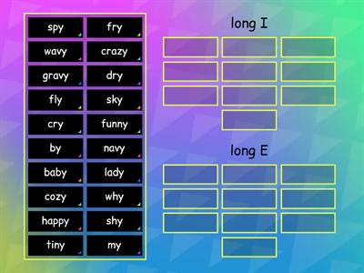 y as a vowel (long E & long I)