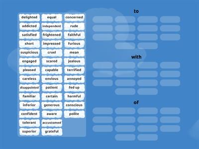 adjective + to/with/of