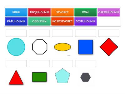 GEOMETRICKÉ TVARY - priraďovanie obrázkov k slovám