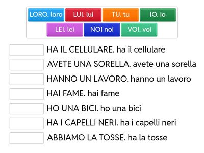 VERBO AVERE.  verbo avere