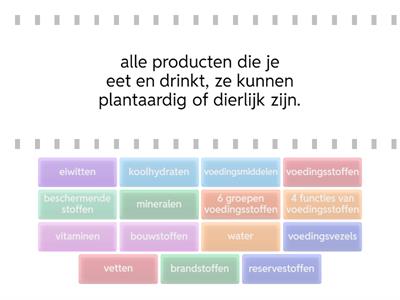 Bio voedingsmiddelen en voedingsstoffen blz 88 e.v. find the match