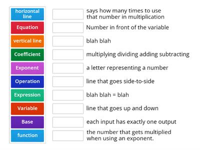 Algebra Vocabulary Match Up