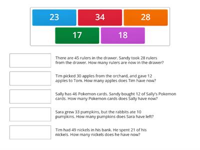 Subtraction Word Problems 