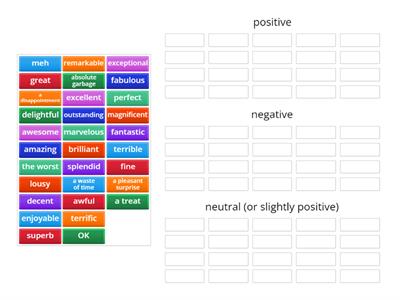 expressing likes/dislikes - extended vocabulary (adjectives)