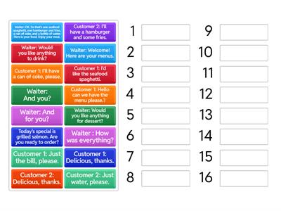 GIVING AND TAKING ORDER -PUT IN ORDER