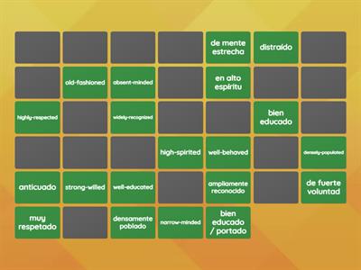 Compound adjectives memory game