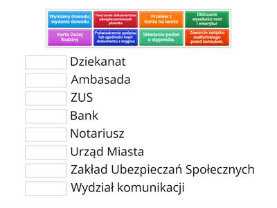 Połącz instytucje ze sprawami, które możemy tam załatwić cz.1