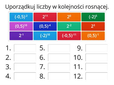 [POTĘGI] Uporządkuj liczby w kolejności rosnącej. #2