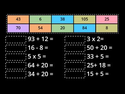 Mates. Calculo mental (+ - x) 