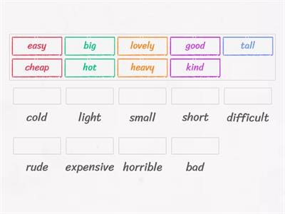 Unit 2: Opposite adjectives