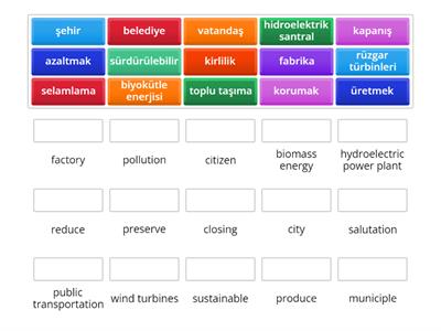 12th Grades' Unit:8 - Alternative Energies - Vocabulary MACHING 2