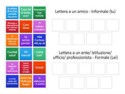 Lettera informale/formale