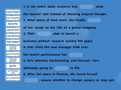 Metaphors - Fill in the gaps