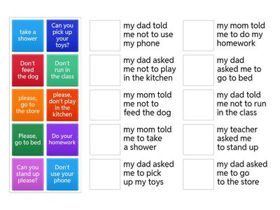 Reported speech commands and requests 