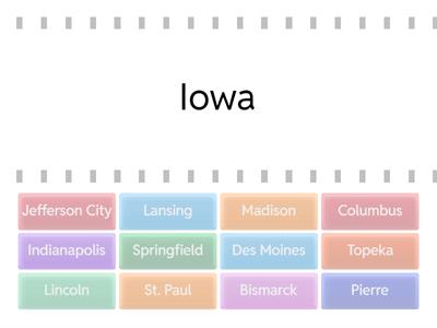 Midwest States & Capitals: Matching Game