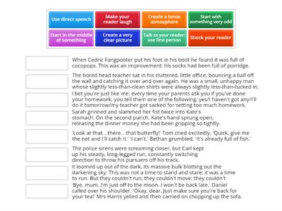 Story openings - creative writing