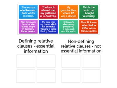 Defining vs non-defining relative clauses 2