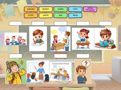 Match the picture with the correct verb.