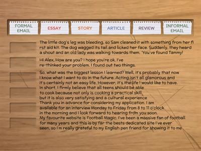 B2 First writing genres