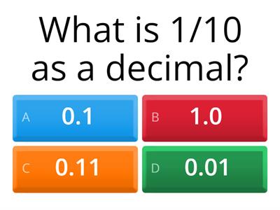 Fractions to Decimals - TENTHS