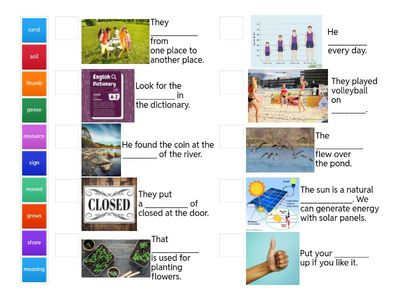 Vocabulary December 1, Matching Activity 