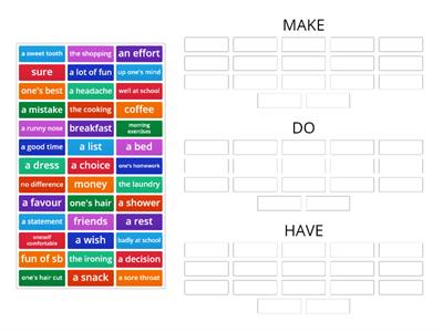 Collocations - make, do, have