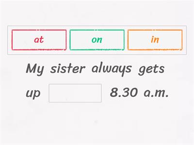 Prepositions IN, AT, ON (time)