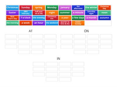 Prepositions of Time (at , on, in)