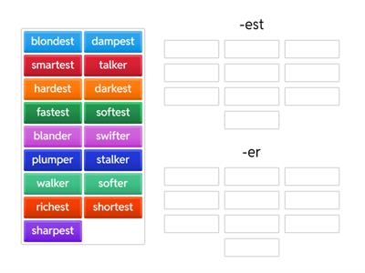 -er -est  word sort
