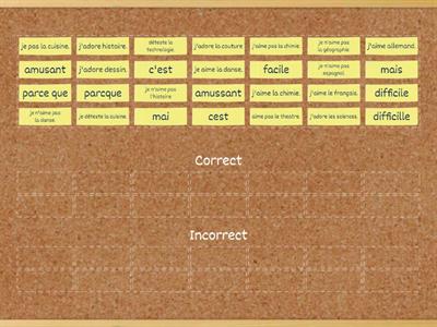 group sort school subjects