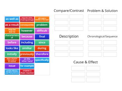 Text Structure Signal Words Sort