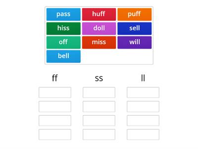 ff, ss, ll, best friends at the end word sort