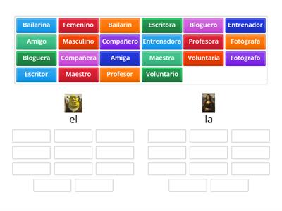 Definite and indefinite articles - Masculine and Feminine Nouns -