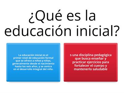 Preguntas basicas de Educacion Inicial